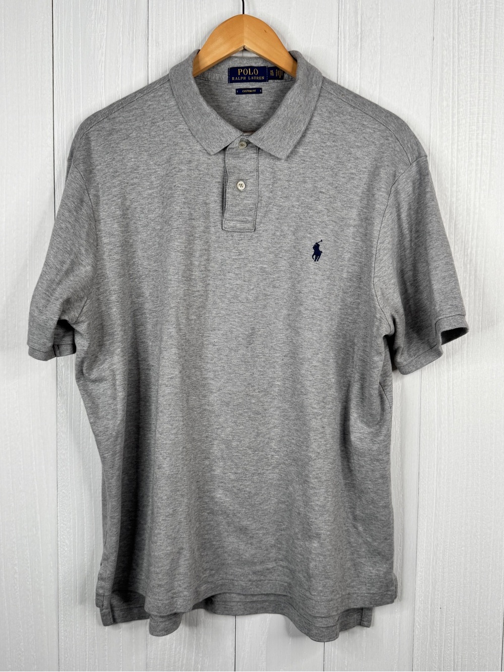 Ralph Lauren Gray Polo with Navy Pony Embroidery